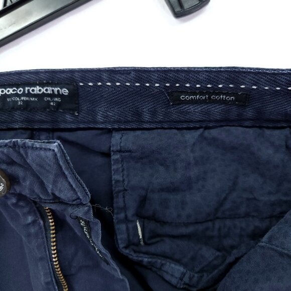 Paco Rabanne Comfort Cotton Pants Size 32X32 Mens Comfort Chinos Blue - Picture 7 of 14